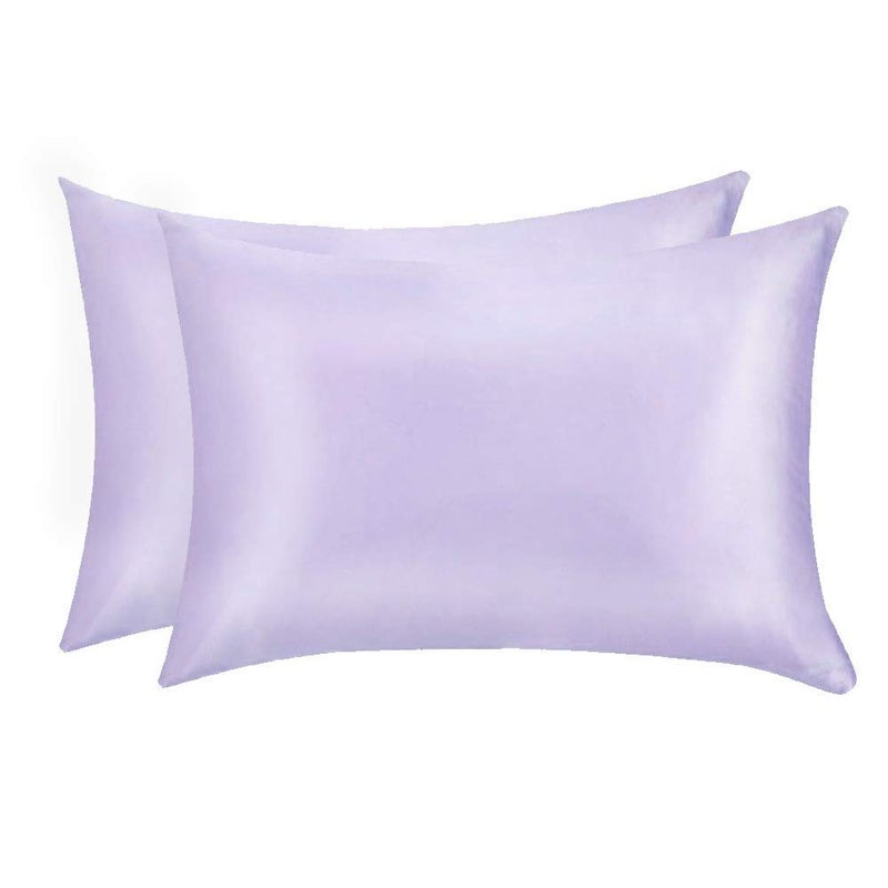 Jocoku 100% Mulberry Silk Pillowcases Set of 2 for Hair and Skin and Super Soft and Breathable King Size Nature Silk Pillowcases (King  Light Purple) - Image 1